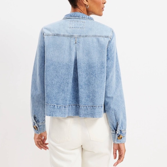 LOFT Jean Jacket Denim Blue Size Small A8 - Picture 13 of 14